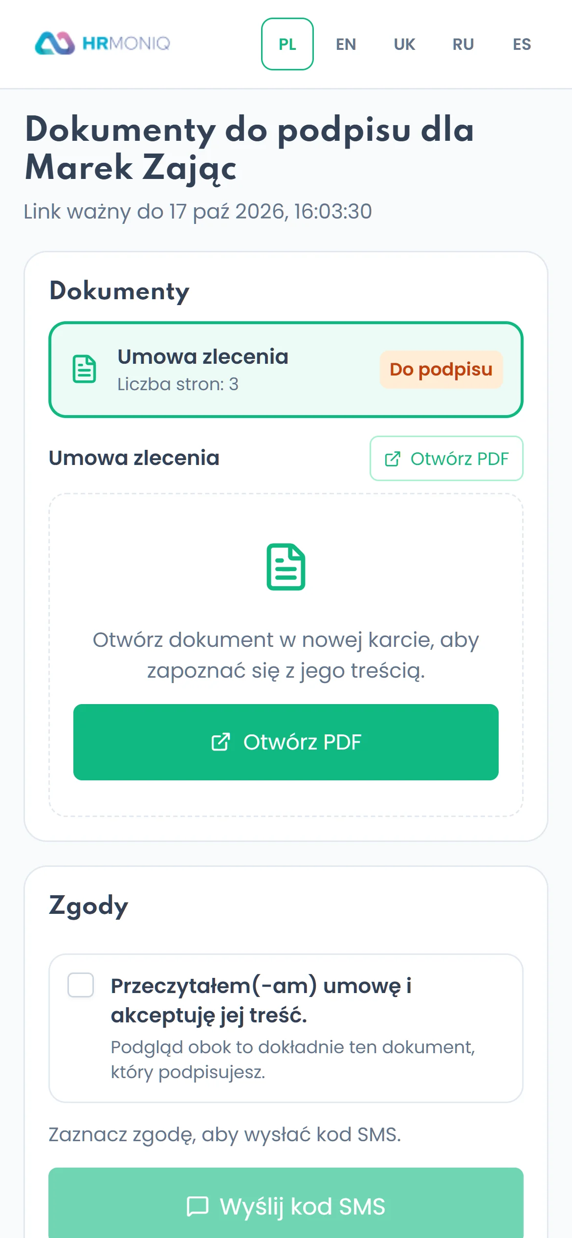 Dokumenty do podpisu w telefonie